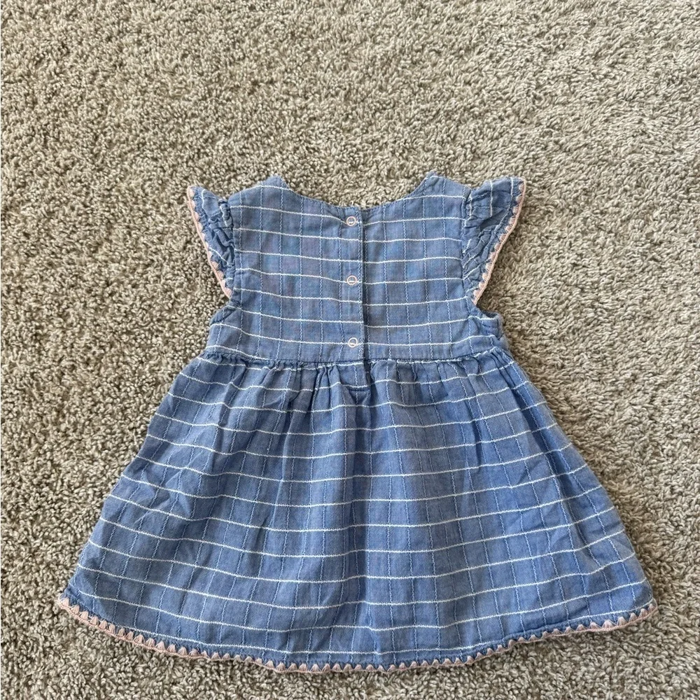 Cat & Jack Baby Girl Stripe Plaid Flutter Sleeve Dress Easter- Size 6-9 Months